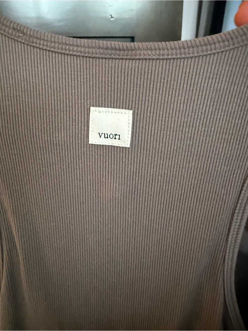 Vuori Ribbed Scoop Neck Tank Top - Taupe Brown - Picture 3 of 3